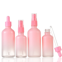 Flacons compte-gouttes en verre rose pêche dégradé 10 ml, flacons cosmétiques rechargeables pour sérum et huiles essentielles, pipette en caoutchouc
