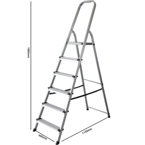 Échelle pliante <span class=keywords><strong>en</strong></span> <span class=keywords><strong>aluminium</strong></span> robuste à <span class=keywords><strong>6</strong></span> marches, marchepied portable avec main courante de sécurité élevée - Product Image 3