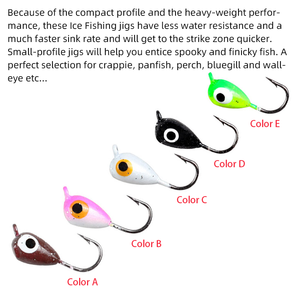 Vente en gros de leurres de pêche sur glace de 1,5 g et 1,7 cm, leurres peints pour la pêche sur glace en hiver, pour la pêche au crapet, au poisson soleil, au perche, au sandre, au brochet - Product Image 3