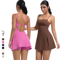 Gaun Tenis Olahraga Anti-Gesek Ringan Desain OEM untuk Wanita, Bernapas, dengan Bantalan Dada, Tali Punggung Cantik, Set Rok untuk Yoga, Golf, dan Fitness