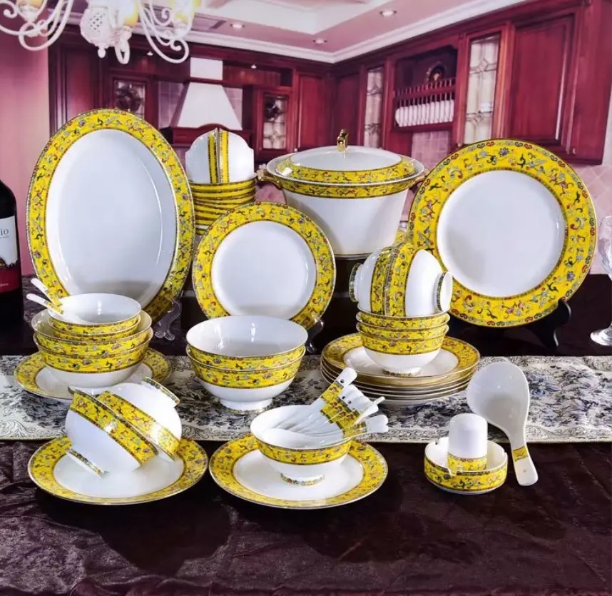 Luxury Noble Salad Pasta Khay Quà Tặng Trang Chủ Bữa Tối Set Royal Wedding Tấm Gốm Sứ Bộ Đồ Ăn