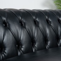 Vintage Schwarzes Gestepptes PU-Leder Sofa Luxus Wohnzimmer Chesterfield 3-Sitzer Set Konvertierbares Hotel-Lobby-Möbel