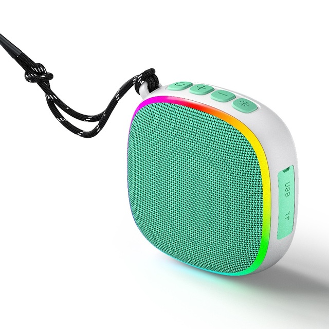 Rochmia Ebs-309 Brand Quality Mini Portable 6w Speaker White case Green Fabric Mesh Powerful Bass Factory Price Waterproof IPX4