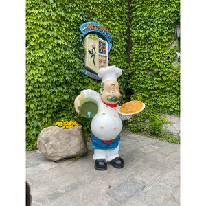 Panneau d'entrée de restaurant de style européen innovant Design Figurine de chef accueillant en résine - Product Image 5