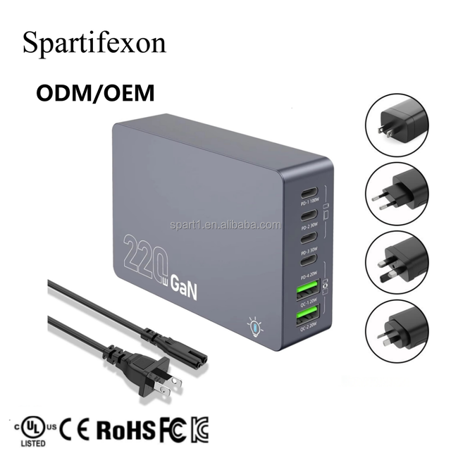 Multi-Port Portable GaN Desktop USB C Charging Station 100W Smart PD Type-c Phone/Tablet/Laptop Fast Charger
