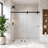 Porte de douche coulissante sur mesure Mars Villa Chili 8 mm blanche, largeur réglable 130-140 x 190 cm, noire Ravella