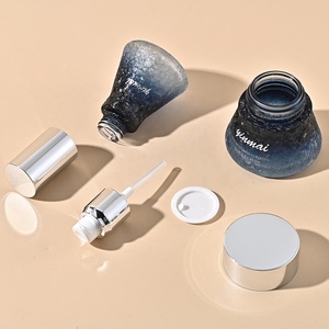 Ensemble d'emballages cosmétiques <span class=keywords><strong>de</strong></span> luxe personnalisés, flacon <span class=keywords><strong>vide</strong></span> en verre bleu dégradé pour crème visage et bouteille <span class=keywords><strong>de</strong></span> lotion avec pompe, impression sérigraphique - Product Image 3