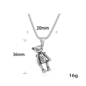 จี้ตุ๊กตาหมีสแตนเลสสร้อยคอสไตล์การ์ตูนของขวัญเครื่องประดับ 12071 - Product Image 4