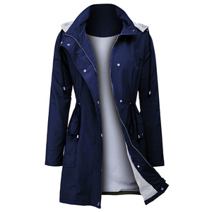 Outdoor Abbigliamento Casual Vita Con Coulisse Donne Cappotto Con Cappuccio <span class=keywords><strong>Impermeabile</strong></span> Vento Cappotto di Polvere - Product Image 4