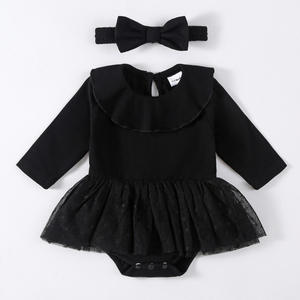 Combinaisons en coton haut de gamme et élégantes pour les occasions décontractées des filles, motif uni, design à boutons, service ODM automne, bébé - Product Image 1