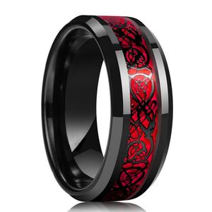 Wholesale Fashion Dragon <b>Plate</b> <b>Ring</b> Creative Red Green Gold Silver Carbon Fiber Tungsten Steel Personalities Weddings - Product Image 4