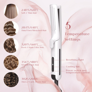 เครื่องจัดแต่งทรงผมอเนกประสงค์พร้อมเคลือบเซรามิก 5 ระดับอุณหภูมิสำหรับการยืดผมและม้วนผมแห้ง - Product Image 1