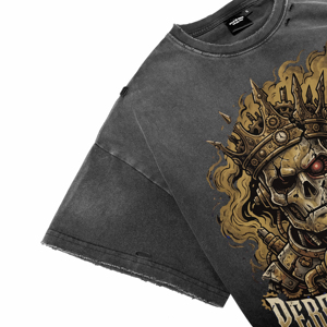 T-shirts respirants pour hommes, style vintage délavé, col rond, manches courtes, impression DTG personnalisée, motif squelette mécanique, streetwear - Product Image 3