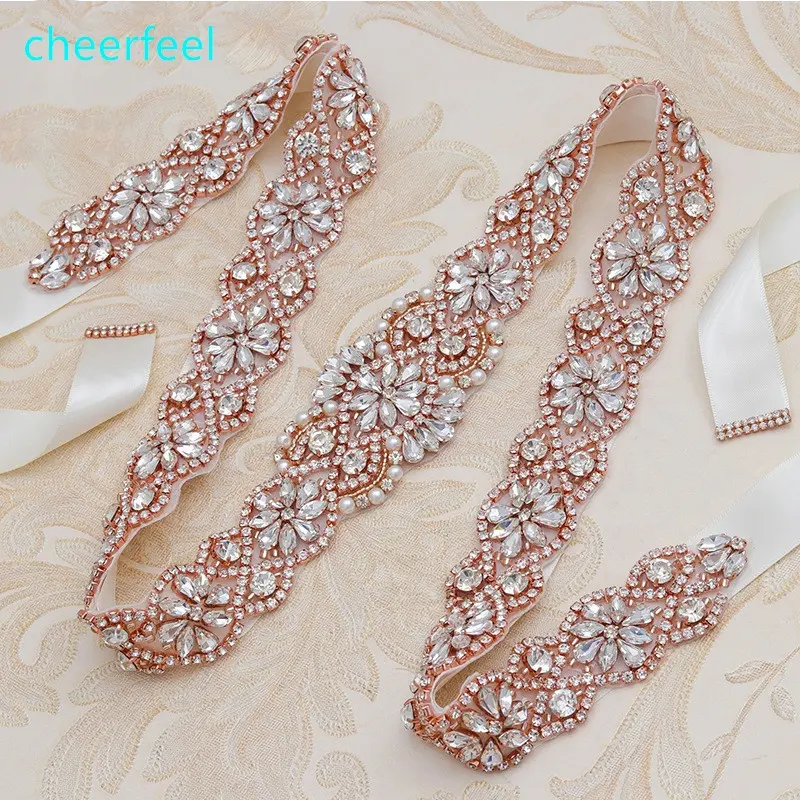 Cheer feel RH-1157 Hot Sale und Eisen auf Braut Hochzeit Schärpe und Strass Applique Borten gemacht