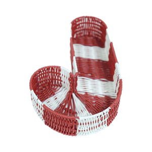 Panier de rangement de bonbons de Noël à fond carré blanc rouge Décoration de la maison en plastique PP avec corde Accessoire de cadre en bambou Usage domestique - Product Image 5
