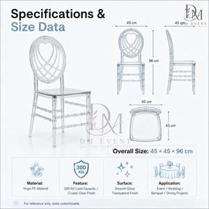 Clear Polycarbonate Heart Lattice Oval Back <b>Chair</b> Lightweight Durable for Wedding and Party Events - Product Image 3