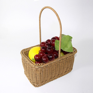 Panier portable en rotin naturel tressé, style pastoral, carré et rectangulaire, pour le rangement domestique, l'emballage de fleurs et l'utilisation pour les boissons - Product Image 2