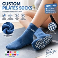 Chaussettes de Pilates personnalisées OEM avec logo, broderie de dessin animé, chaussettes de sport unisexes en coton, chaussettes de yoga antidérapantes