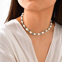 Collier ras du cou tendance décontracté de style marin, chaîne simple, vert printemps, perles, bijoux