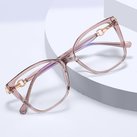 MS 97828 Gafas de Mujer Transparentes TR con Protección Anti Luz Azul, Montura Geométrica, Patillas Metálicas Huecas, Diseño Moderno y Elegante
