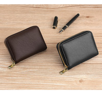 Dompet Kartu Pria Model Akordion Ringan Bahan Kulit PU Berkualitas Tinggi Warna Solid Terlaris dengan Resleting, Dompet Kecil untuk Dokumen