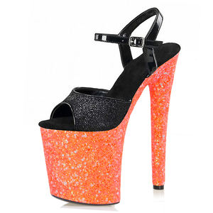 Sandalias de tacón alto de plataforma de 20 cm con lentejuelas naranjas, tacón fino, para pole dance, pasarela, banquetes, para mujer - Product Image 6