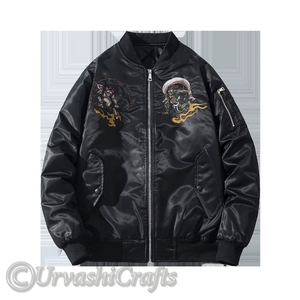 แจ็กเก็ตผู้ชายคอปกตั้งแนววินเทจผ้าคอตตอนปักเครน - Product Image 3