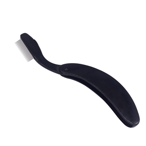 Hot Sale pink and Black Portable Stainless Steel Folding Eyelash <strong>Eyebrow</strong> Brush Comb with Plastic Handle Eye Lash <strong>Curler</strong> - Product Image 2