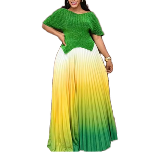 Ensemble décontracté d'été pour femmes Sheen de haute qualité, extensible, <span class=keywords><strong>Miyaki</strong></span>, taille unique, ample, plissé, en mousseline de soie naturelle, longueur au sol - Product Image 1