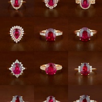 Bague de mariage et de fête tendance en or blanc 10k 14k 18k ou plaqué platine, sertie d'émeraudes ovales en forme de poire et de rubis couleur sang de pigeon, personnalisable