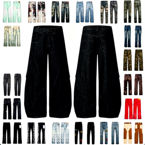 Pantalon en jean personnalisé avec logo, denim brut vintage noir, coupe ample, jean pour homme, mode streetwear, jean ample à jambes larges pour homme - Product Image 1