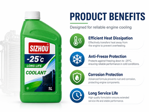 Liquide de refroidissement écologique pour radiateurs de voiture, bouteille de 1L avec FDS, marque SIZHOU, éthylène glycol, point de bouillonnement 100°C-120°C - Product Image 4