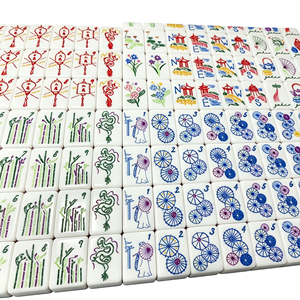 Juego de 166 Fichas de Mahjong Americanas de Color <span class=keywords><strong>Verde</strong></span> Jade con Núcleo Morado, Patrón Clásico de Dragón y <span class=keywords><strong>Linterna</strong></span>, de Melamina - Product Image 2