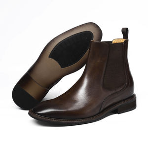 Модные высококачественные Ботильоны коричневые кожаные ботинки челси для мужчин кожаные ботинки невидимые увеличивающие рост 7 см - Product Image 3