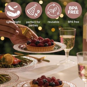 MATANA 20 pièces Assiettes à dessert jetables écologiques biodégradables en plastique 19 cm Bordure <span class=keywords><strong>or</strong></span> rose Robuste Petite Mariage Noël - Product Image 4