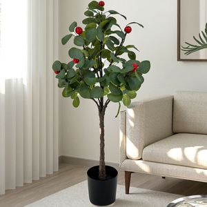 Bất động cảm ứng trong nhà trang trí vòng bạch đàn lá cây với trái cây trang trí nhân tạo ngon táo hoặc anh đào cho bữa tiệc nhà - Product Image 5