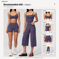 Set Yoga 2 Potong Wanita: Sport Bra Halter Neck Adjustable Open Back & Celana Capri High Waist Wide Leg, Anti Guncangan, Cepat Kering