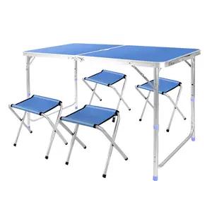 Klappbarer Camping-Tisch, 4 FT Aluminium Höhen verstellbarer leichter Schreibtisch Tragbarer Griff, Roll-Up-Top wetterfest
