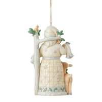 Ornement de Noël Artisanal en Résine Vividant la Scène du Père Noël avec Oiseaux et Cerfs, Ne Se Décolore Pas, pour Arbre de Noël, à Suspendre