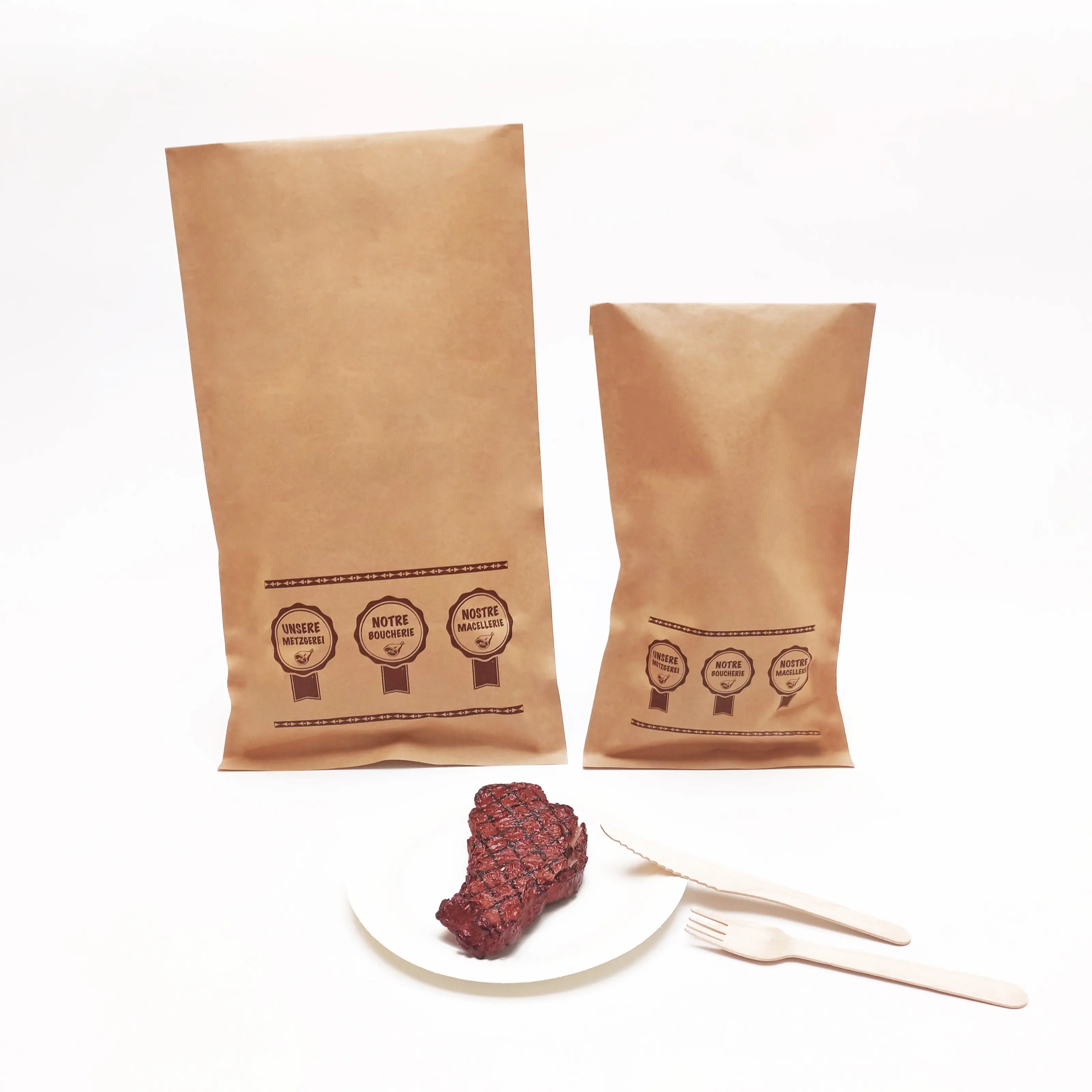 Bolsa de papel Kraft ecológica personalizada para comida rápida sándwich hamburguesa embalaje a prueba de grasa forrado de carne de pollo