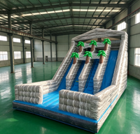 Toboggan aquatique gonflable géant commercial avec piscine, toboggan aquatique gonflable en PVC pour location de fête, événement en plein air