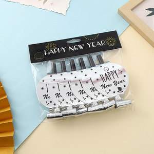 6 Pièces Sifflets de Fête du Nouvel An Noir et Or Pailleté, Sifflets Dragon du Nouvel An, Faveurs de Fête - Product Image 4