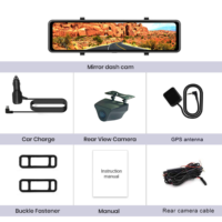 12 pouces IPS plein écran voiture rétroviseur externe GPS WIFI DVR 4K + 2K voiture caméra de recul enregistreur vidéo rétroviseur