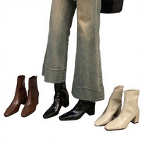 Bottes hautes à bout carré blanc pour femmes, talons hauts, au-dessus du genou, noires, longues, pour l'hiver, 2021, augmentant la taille