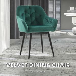 Chaise de salle à manger et de bureau moderne en velours, avec pieds en métal noir et housse amovible rafraîchissante – Offre Spéciale - Product Image 2