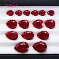 Rubis Cadermay cultivé en laboratoire, taille poire, couleur sang de pigeon, gemmes traitées thermiquement, aspect naturel, avec inclusions et jeu de couleurs, pour colliers, bagues et bijoux