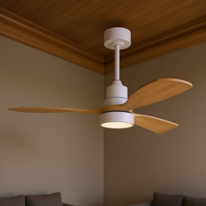 พัดลมเพดาน 48 นิ้ว ไม้เนื้อแข็ง 3 ใบพัด ไฟหรี่ได้ รีโมทคอนโทรล มอเตอร์ดีซี ปรับหมุนได้ สำหรับใช้ในบ้าน - Product Image 2