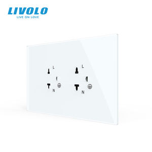 <span class=keywords><strong>LIVOLO</strong></span> EE. UU. Tailandia 3 Pin Dual Socket Panel de vidrio templado completo 16A IP55 Diseño ignífugo impermeable para Villa de hotel de lujo - Product Image 1