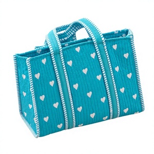 Bolso Tote de Lona Azul Sólido Estilo Bohemio VEER HANDIRCRAFTS, 18x18cm, Diseño Abierto, para Compras, Todas las Temporadas, Estilo de Moda Rajasthan - Product Image 3