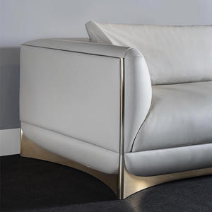 Sofá de Tela de Estilo Italiano, Ligero y de Lujo, Forma Recta, Tres Plazas, Tapizado con Relleno de Espuma, para Villa, Mansión o Apartamento Grande - Product Image 4